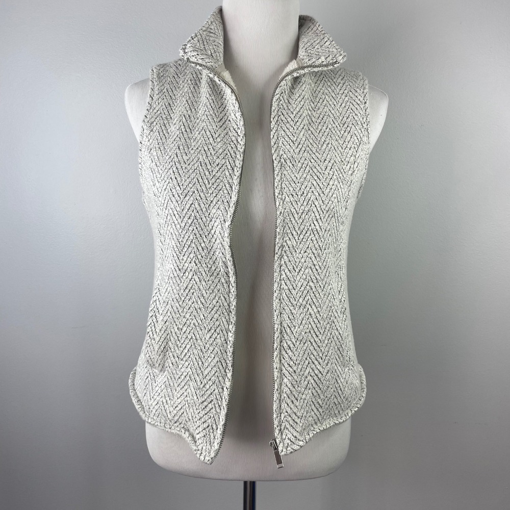 Altar'd State Herringbone Sherpa Lined Vest Grey White XS‎ JKX1047-F18
